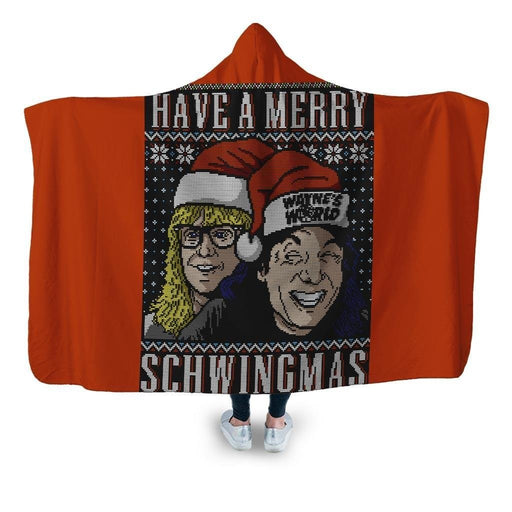 Merry Schwingmas Hooded Blanket - Adult / Premium Sherpa