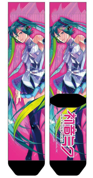 Miku Hatsune Pink Sublimation Crew Socks - One Size