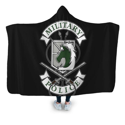 Military Police Hooded Blanket - Adult / Premium Sherpa