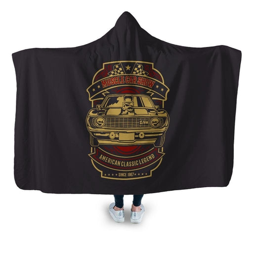 Muscle Car Show Hooded Blanket - Adult / Premium Sherpa
