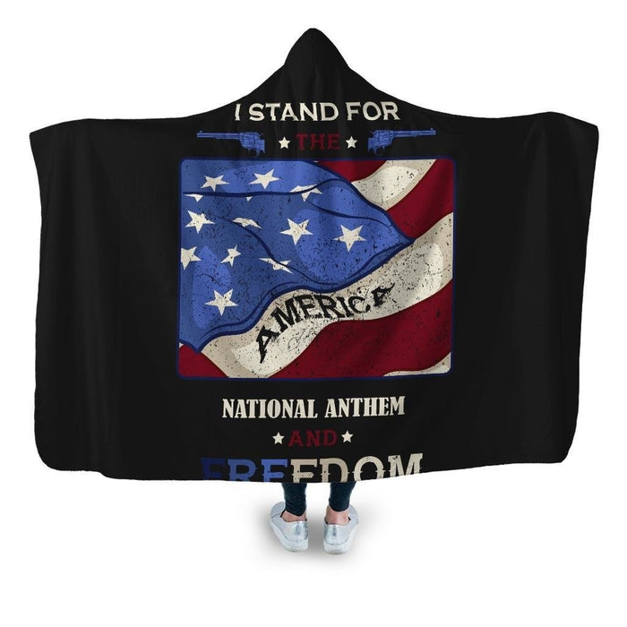 National Anthem Hooded Blanket - Adult / Premium Sherpa