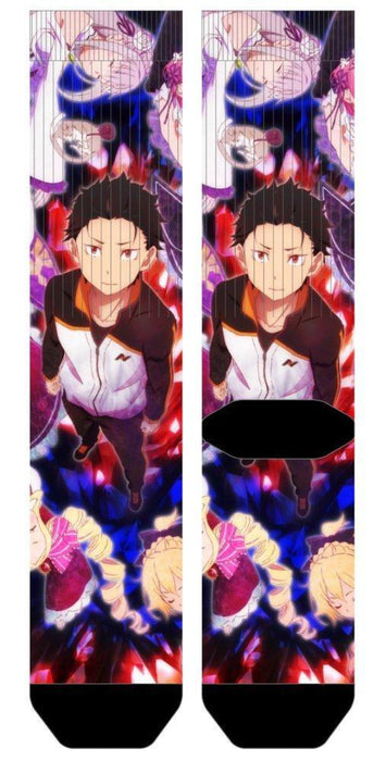 Natsuki Subaru Sublimated Crew Sock Re:Zero Starting Life in Another World - One Size / Black/Red