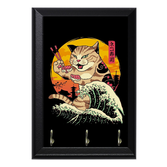Neko Sushi Wave Wall Plaque Key Holder - 8 x 6 / Yes