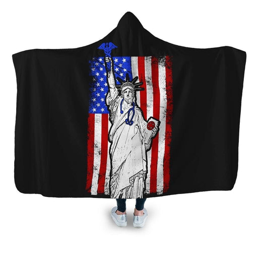 Nurse Flag Liberty Hooded Blanket - Adult / Premium Sherpa