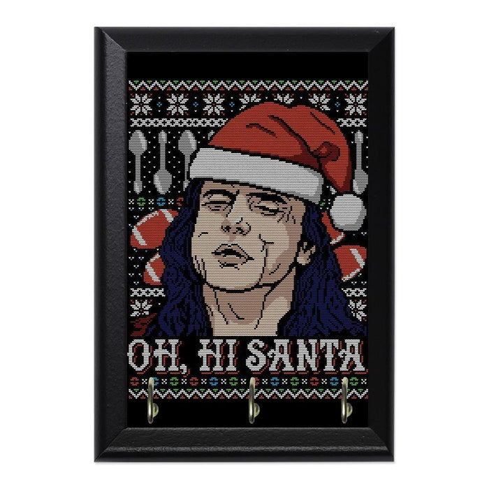 Oh Hi Santa Decorative Wall Plaque Key Holder Hanger - 8 x 6 / Yes