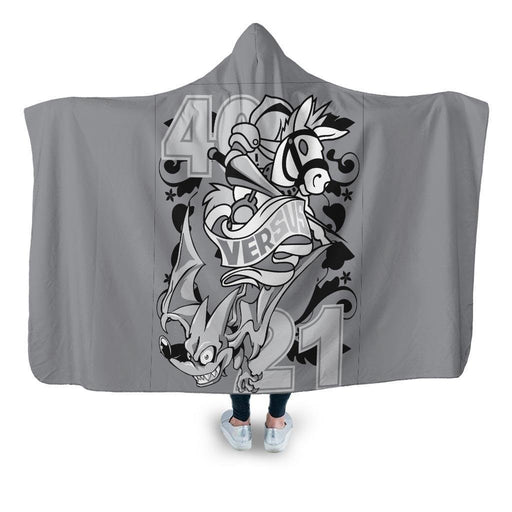 Ojo White Khight Vs Deimon Devil Bats Hooded Blanket - Adult / Premium Sherpa