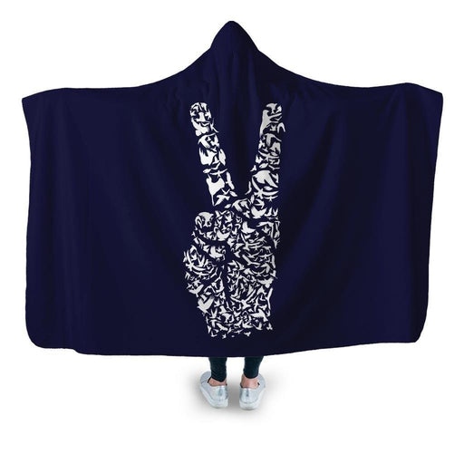 Peace Hooded Blanket - Adult / Premium Sherpa