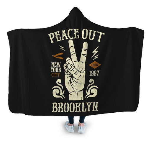Peace Out Hooded Blanket - Adult / Premium Sherpa