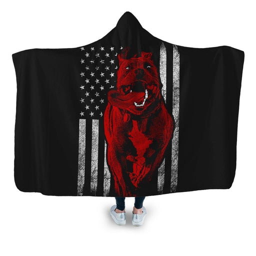 Pitbullflag Hooded Blanket - Adult / Premium Sherpa