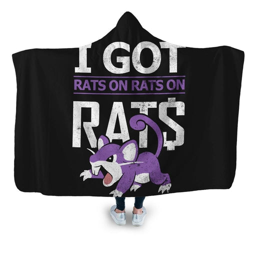 Rats On Hooded Blanket - Adult / Premium Sherpa