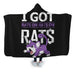 Rats On Print Black Hooded Blanket - Adult / Premium Sherpa