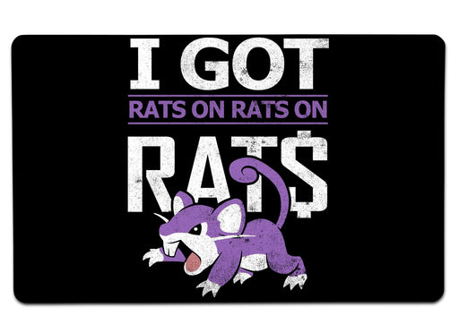 Rats On Print Black Large Mouse Pad