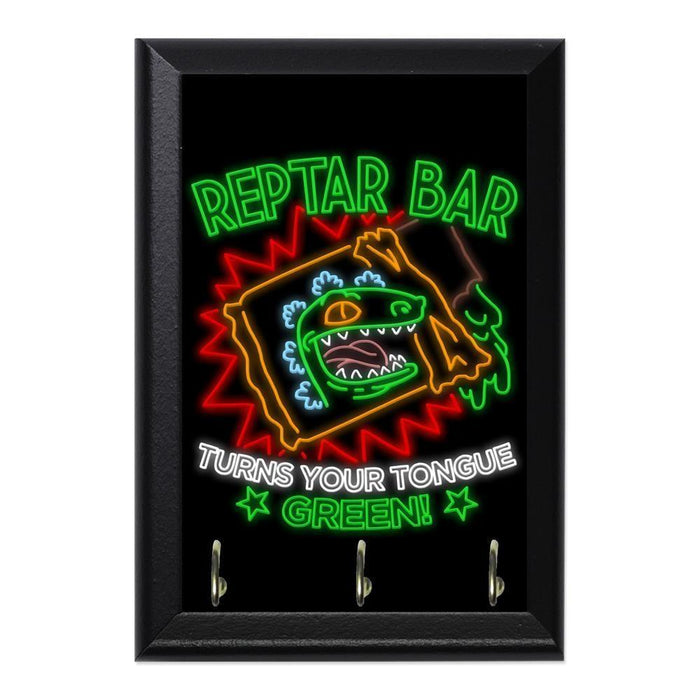 Reptar Bar Neon Logo Decorative Wall Plaque Key Holder Hanger - 8 x 6 / Yes