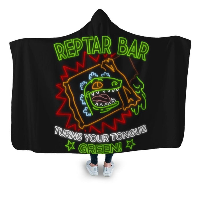 Reptar Bar Neon Logo Hooded Blanket - Adult / Premium Sherpa