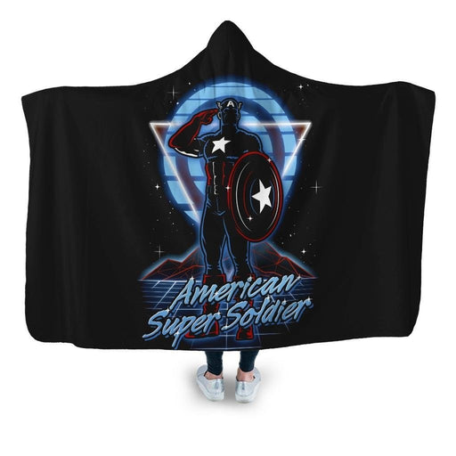 Retro American Super Soldier Hooded Blanket - Adult / Premium Sherpa