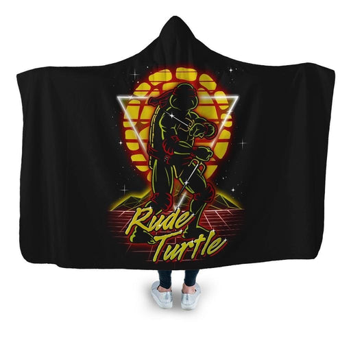 Retro Rude Turtle Hooded Blanket - Adult / Premium Sherpa