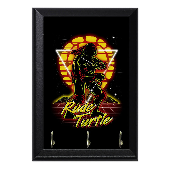 Retro Rude Turtle Key Hanging Wall Plaque - 8 x 6 / Yes