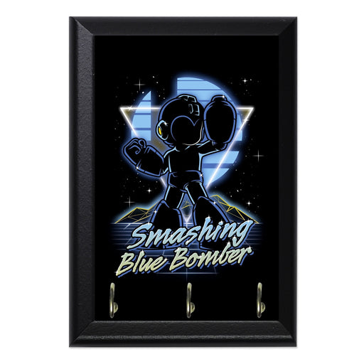 Retro Smashing Blue Bomber Key Hanging Wall Plaque - 8 x 6 / Yes