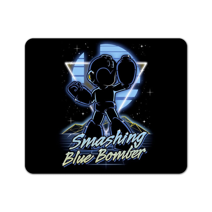 Retro Smashing Blue Bomber Mouse Pad