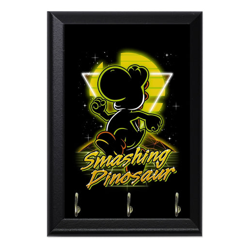 Retro Smashing Dinosaur Key Hanging Wall Plaque - 8 x 6 / Yes