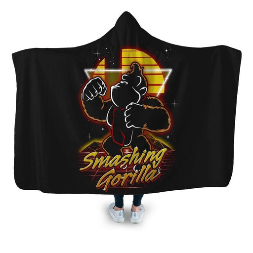 Retro Smashing Gorilla Hooded Blanket - Adult / Premium Sherpa