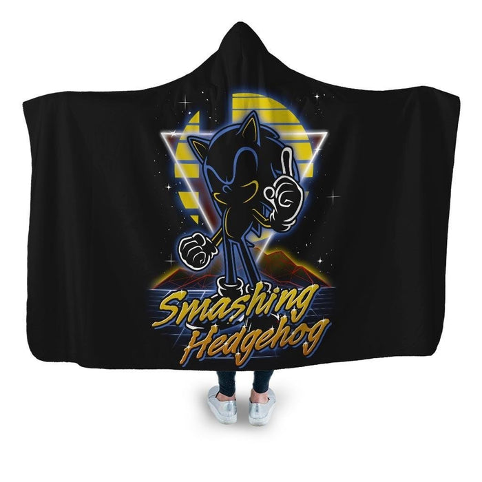Retro Smashing Hedgehog Hooded Blanket - Adult / Premium Sherpa