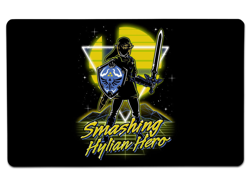Retro Smashing Hylian Hero Large Mouse Pad
