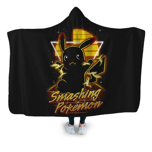 Retro Smashing Pocket Monster Hooded Blanket - Adult / Premium Sherpa