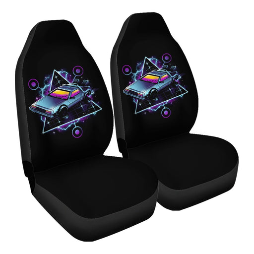 Retro Wave Time Machine Car Seat Covers - One size