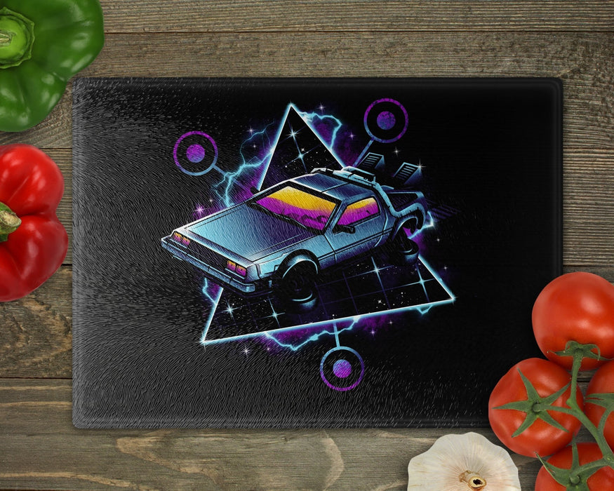 Retro Wave Time Machine Cutting Board