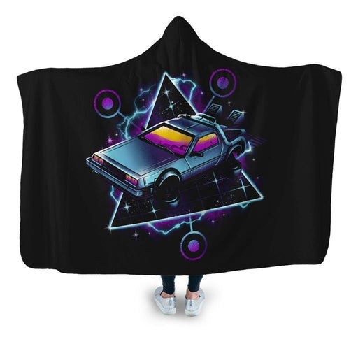 Retro Wave Time Machine Hooded Blanket - Adult / Premium Sherpa