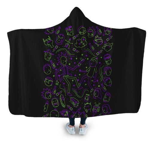 Rick Morty Heads Hooded Blanket - Adult / Premium Sherpa