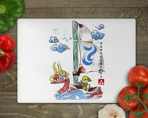 Sailor With The Wind Watercolor Cutting Board