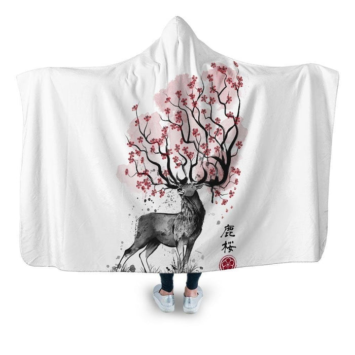 Sakura Deer Hooded Blanket - Adult / Premium Sherpa