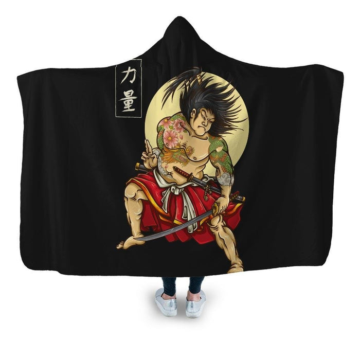 Samurai Hero Tattoo Hooded Blanket - Adult / Premium Sherpa