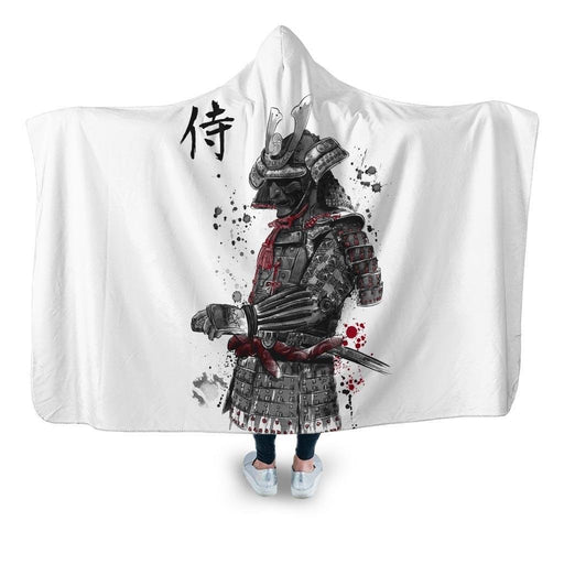 Samurai Sumi E Hooded Blanket - Adult / Premium Sherpa