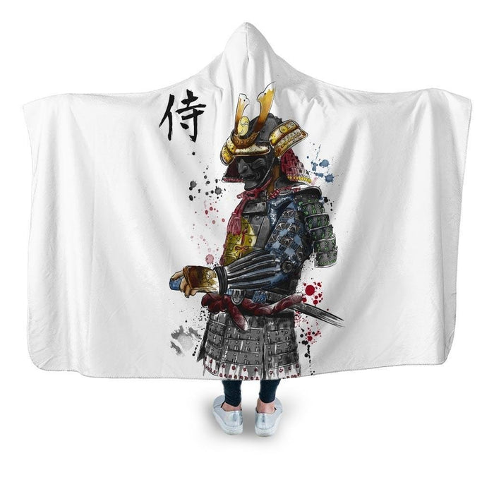 Samurai Watercolor Hooded Blanket - Adult / Premium Sherpa