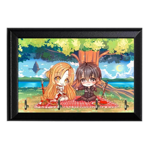 SAO Kirito and Asuna Chibi Wall Plaque Key Holder Hanger - 8 x 6 / Yes