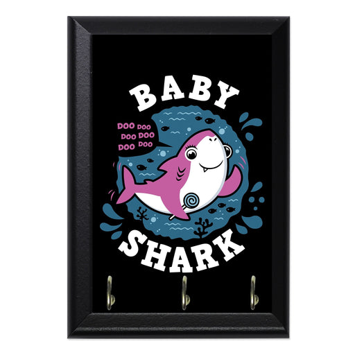 Shark Family Baby Girl Key Hanging Wall Plaque - 8 x 6 / Yes