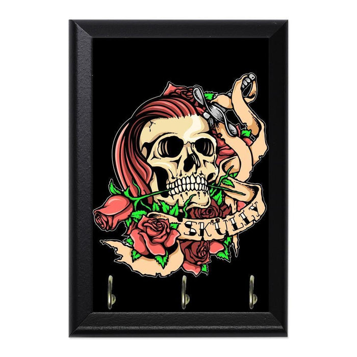 Skully Decorative Wall Plaque Key Holder Hanger - 8 x 6 / Yes