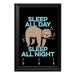 Sleep All Day Night Key Hanging Plaque - 8 x 6 / Yes