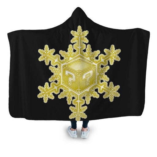 Snowflake Question Block Hooded Blanket - Adult / Premium Sherpa