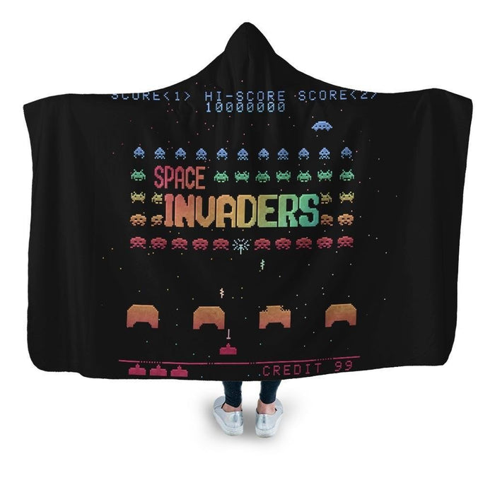 Space Invaders Hooded Blanket - Adult / Premium Sherpa