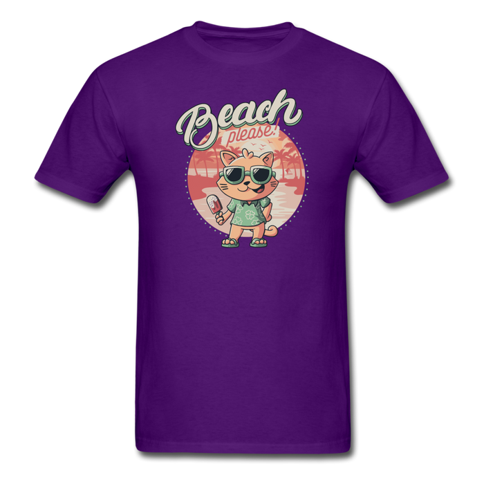 Beach Please Cat Unisex Classic T-Shirt - purple / S