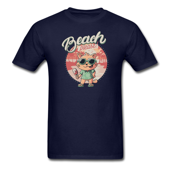 Beach Please Cat Unisex Classic T-Shirt - navy / S