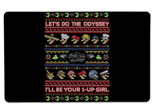 Super Mario Odyssey Ugly Sweater Large Mouse Pad