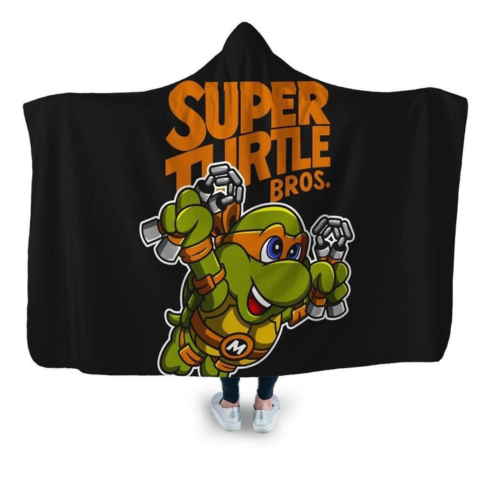 Super Turtle Bros Mikey Hooded Blanket - Adult / Premium Sherpa