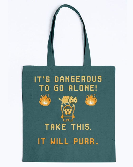 Take This It Will Purr Canvas Tote - Forest / M