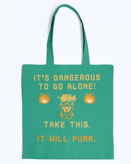 Take This It Will Purr Canvas Tote - Kelly Green / M