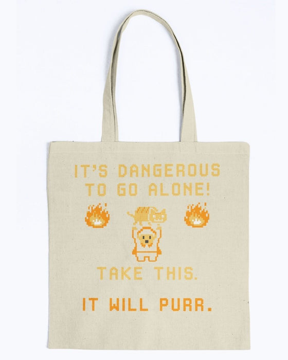 Take This It Will Purr Canvas Tote - Natural / M